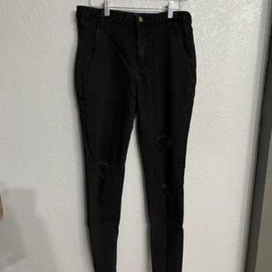 Women's by Egreis Mom Jeans Ripped Knees Black Size L